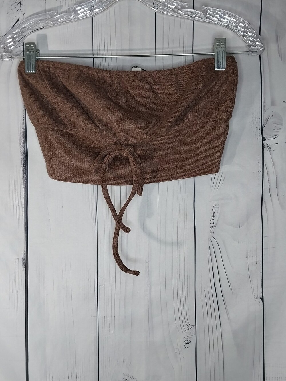 Le Lis Festival Knit Brown Earthy Summer Vacation Cropped Neutral Boho Top